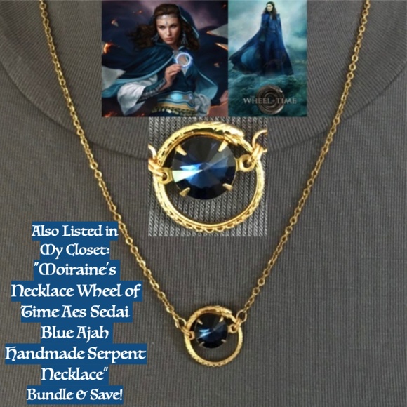 Moiraine’s Teardrop Sapphire & Pearl Earrings Wheel of Time Handmade Replicas - Picture 16 of 16